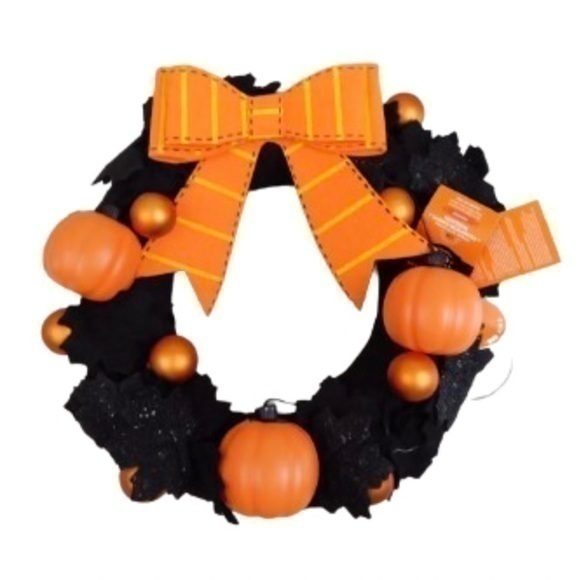 NWT. HYDE & EEK Halloween Animated Leaf & Pumpkin Wreath - Picture 1 of 9